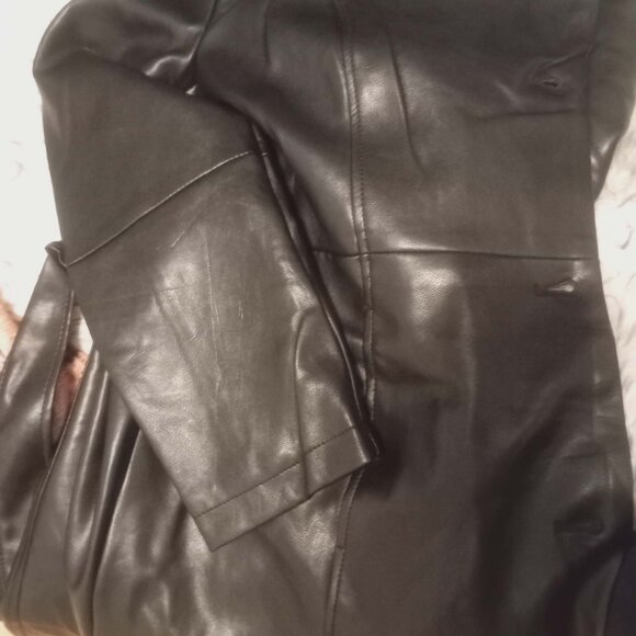 Badgley Mischka Vegan Leather Long Trench Coat | Classic Rock Style NWT (Size L) - Picture 6 of 6